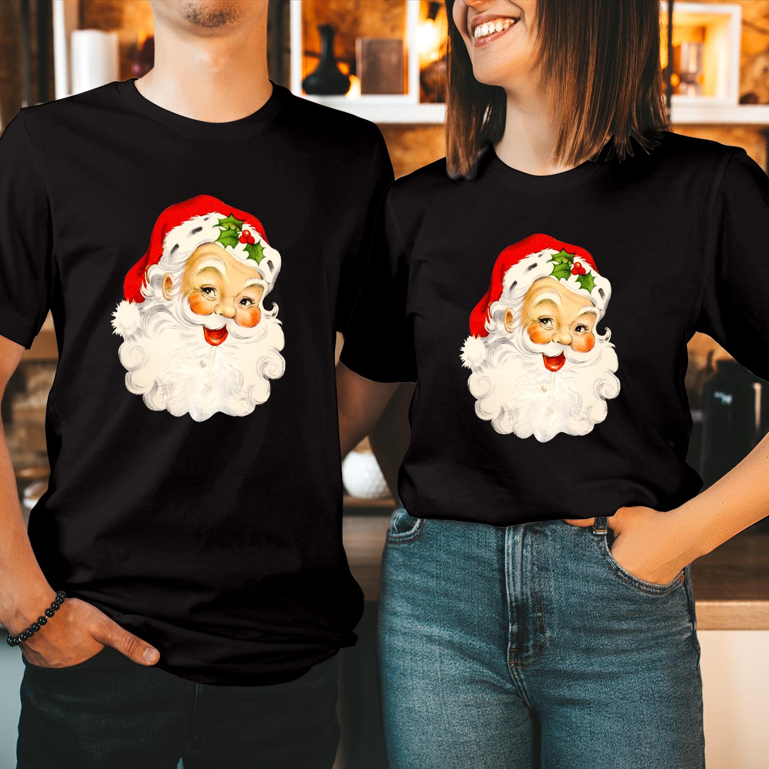 Cute Retro Santa Christmas T-Shirt