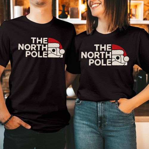 The North Pole Parody Christmas Printed T-Shirt Santa North Pole Festive Xmas Couple Tee Xmas Gift Shirt