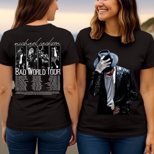 Michael Jackson Bad World Tour Shirt Vintage MJ Graphic Tee Thriller Beat It T-Shirt Merchandise Retro Music Tshirt Apparel Birthday Gifts Top