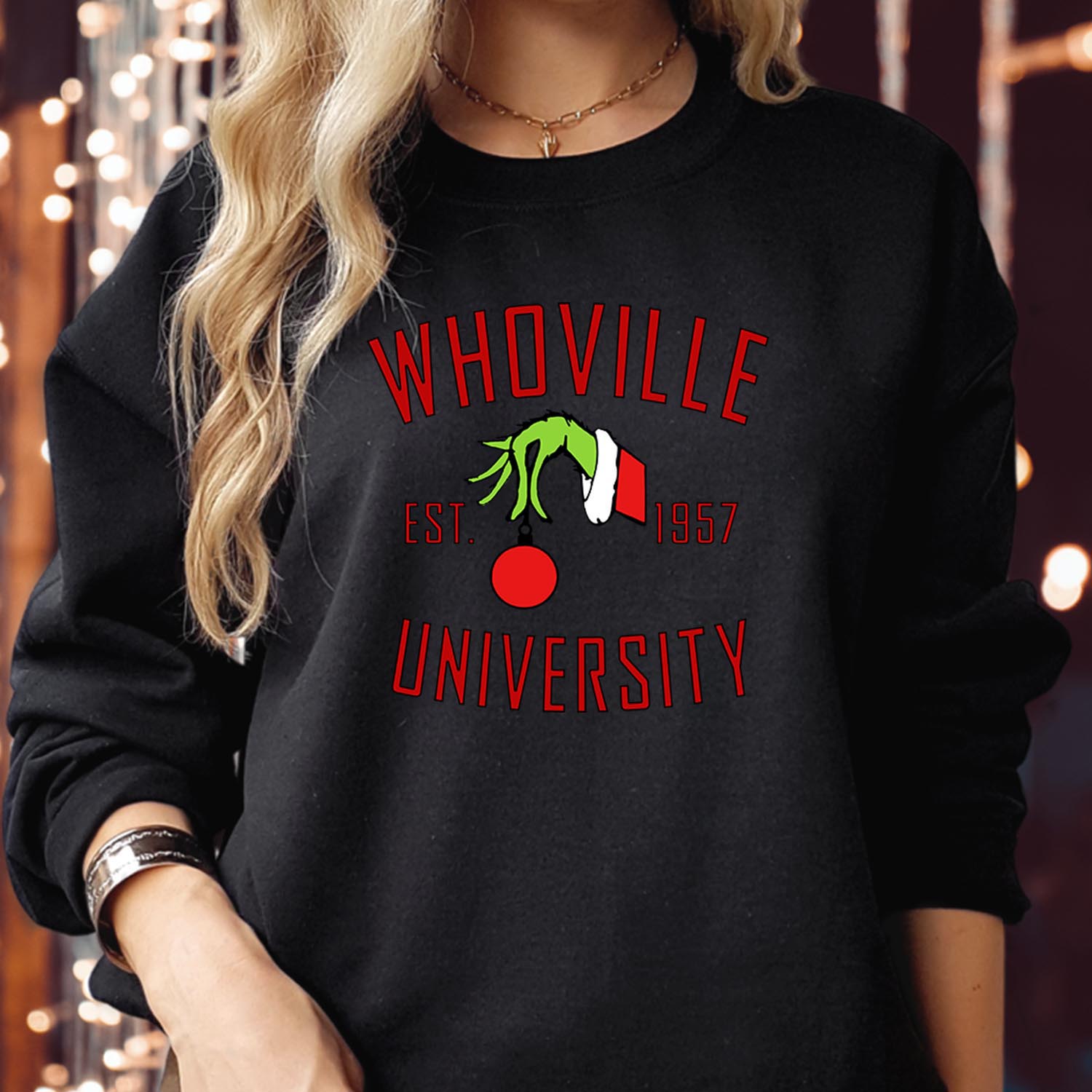 Whoville University 1956 Grinch Christmas Sweater, Funny Christmas Grinch Holiday Sweater, Whoville Festive Top, Classic Christmas Grinch Sweater for Men and Women