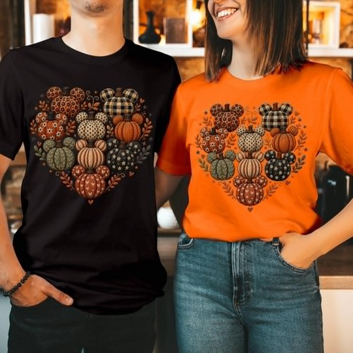 Mouse Ears Pumpkin Heart T-Shirt Plaid Leopard Floral Seasonal Unisex Tee