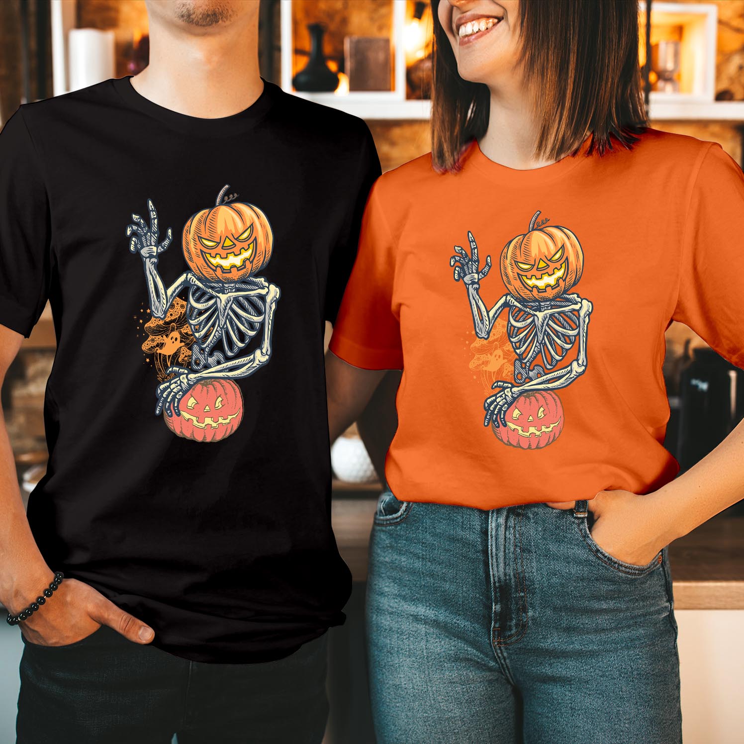 Scary Skeleton Pumpkin Halloween T-Shirt Spooky and Festive Halloween Apparel Parties Trick or Treating Unique Skeleton Stylish Tee for All Ages Halloween T Shirt