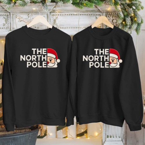 The North Pole Parody Christmas Printed Sweatshirt | Santa North Pole Festive Gift Jumper Xmas Sweater