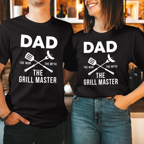 Dad The Man The Myth The Grill Master Father's Day T-Shirt Funny Bbq Chef Cooking gift for Dad Daddy Grandad Happy Father Day T Shirt