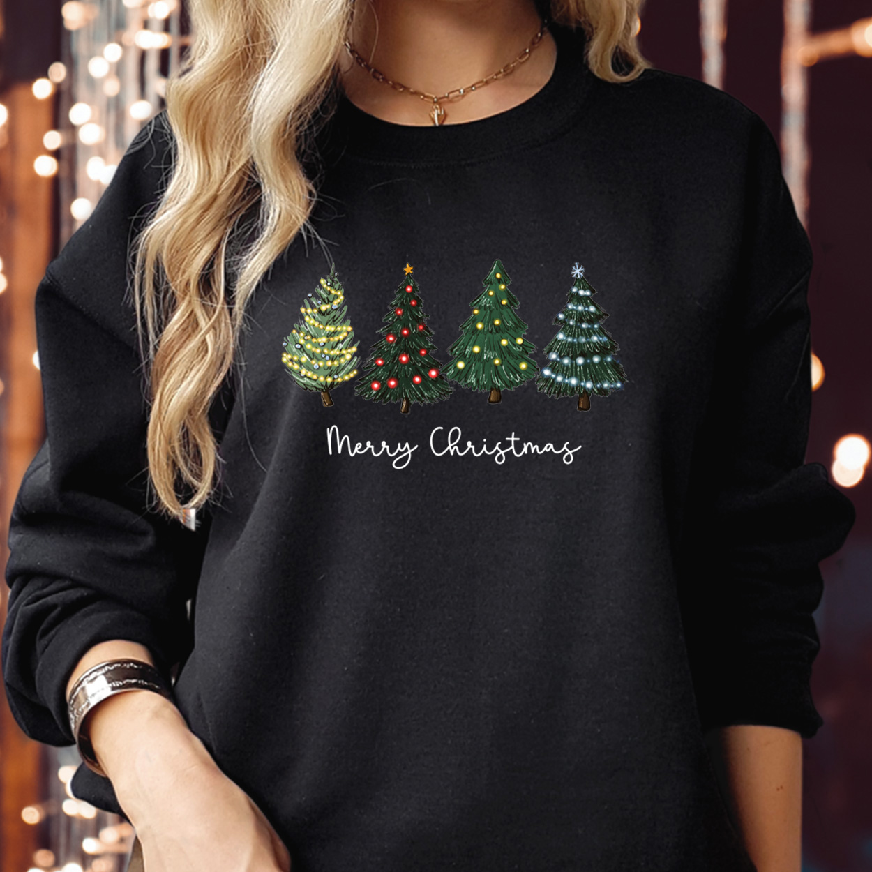 Christmas Light Pine Sweater | Festive Holiday Apparel | Cute Graphic Sweater for Women, Men & Kids | Unique Christmas Sweater