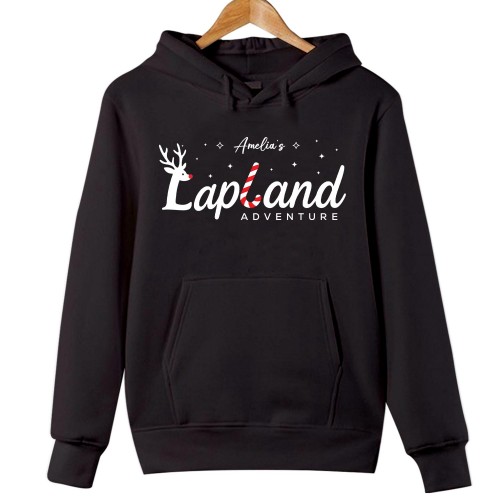 Personalised Lapland Adventure Family Matching Christmas Hoodie - Customised The North Pole Santa Claus Holiday Hooded Jacket - Merry Xmas Gift for Mum, Dad, Kids Unisex Jumper