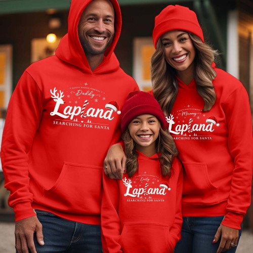 Personalised Lapland 2026 Family Matching Hoodie, Custom Cursive Candy Cane Holiday Jacket, Festive Xmas Family Hooded Jumper