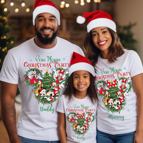 Custom Disney Very Merry Christmas Party Shirts, Personalised Mickey Minnie Holiday Travel Tee, Disneyland Vacation Family Group Present Tops