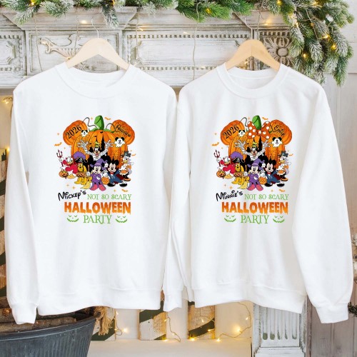 Personalised Not So Scary Party Jumper, Custom Disney Halloween 2026 Sweatshirt, Matching Family Mickey Pumpkin Pullover, Spooky Holiday Crewneck