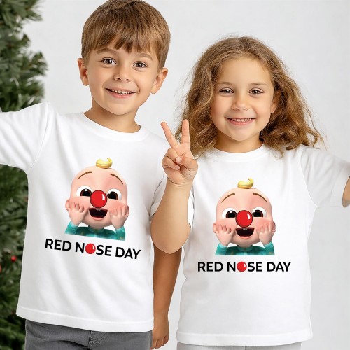 JJ Cocomelon Surprised Red Nose Day T-Shirt, Comic Relief T Shirt & Tops, Funny Nursery Rhyme Charity Clothing, Kids & Childrens Red Nose Day Tee