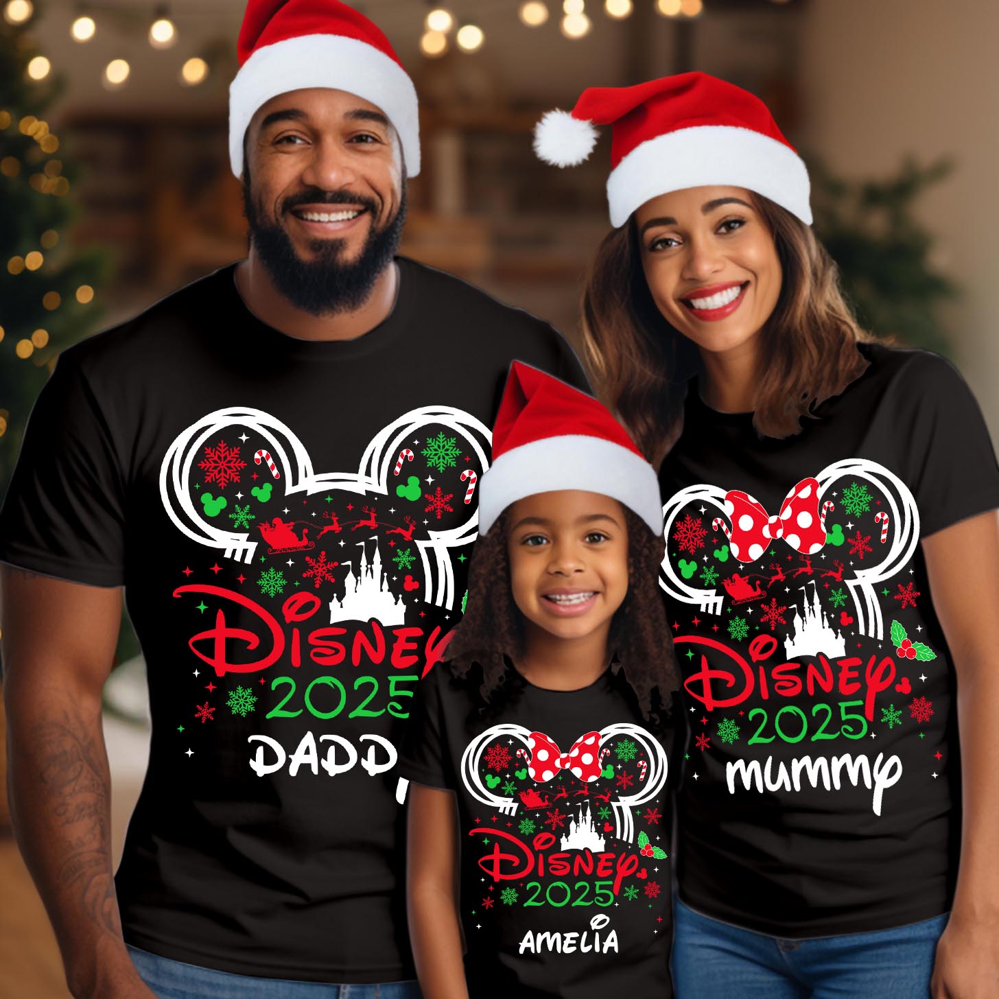 Personalised Disney 2025 Family Christmas Shirts, Custom Disney Trip T-Shirts, Matching Holiday Tees - Mommy, Daddy, Kids Xmas Gift Tee