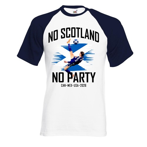 Scotland 2026 Overhead Kick Baseball T-Shirt, No Scotland No Party Action Football Shirt, We'll Be Coming Raglan Top, World Cup Supporter Short Sleeve Tee