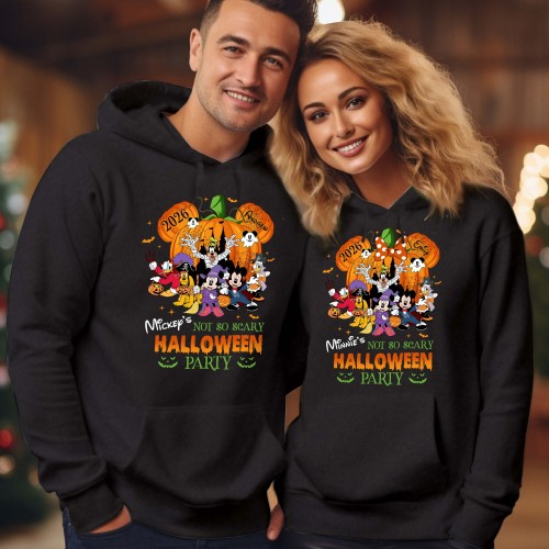 Personalised Not So Scary Party Hoodie, Custom Disney Halloween Jumper, Vintage Pumpkin Magic Kingdom Pullover, 2026 Spooky Matching Family Top