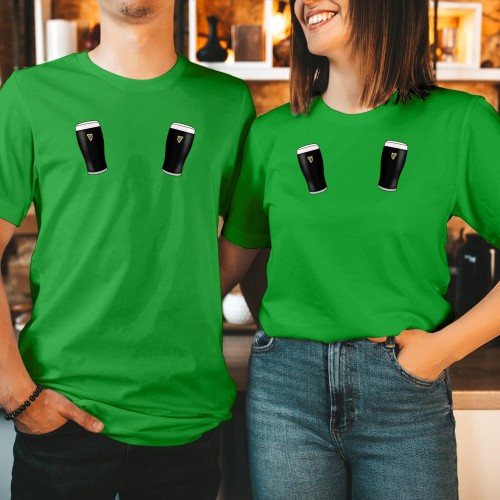 Funny Guinness Boobs T-Shirt, Matching Couples Beer Lover Graphic Tee, Mens & Womens St Pattys Shirt, Irish Stout Drinking Top