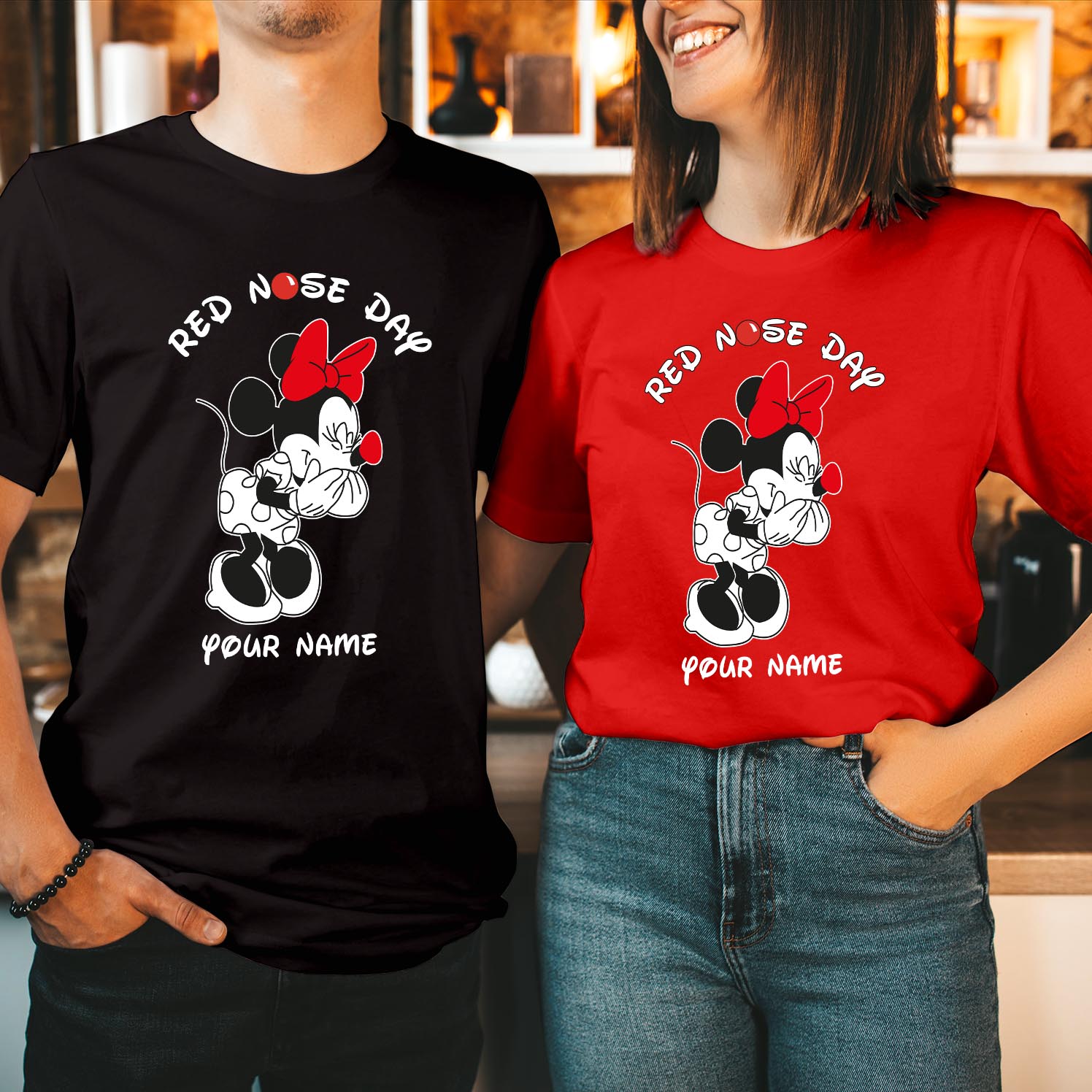 Personalised Minnie Mouse Red Nose Day T-Shirt