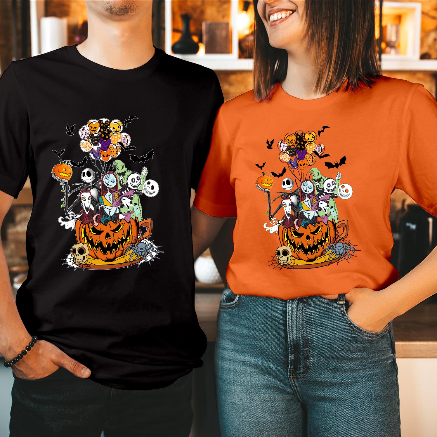 Nightmare Tea Cup Balloon Comfort Colors Shirt Disney Balloon Halloween T-Shirt Spooky Season Tee Perfect for Halloween Festivities Funny Unisex T Shirt