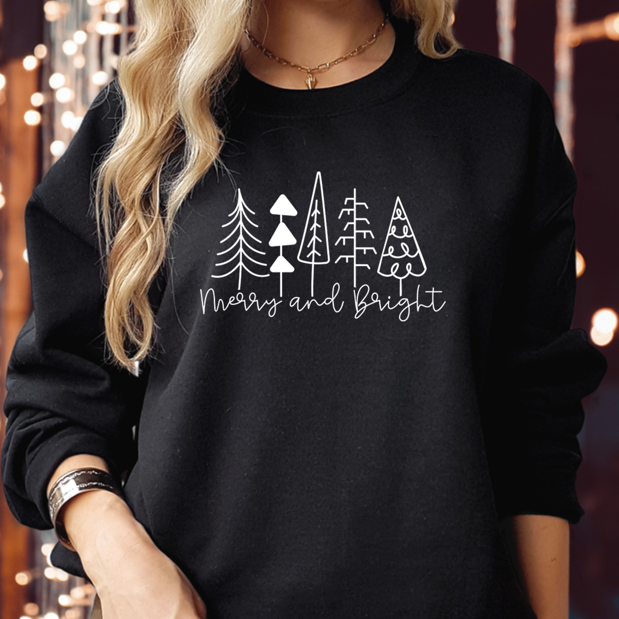 Merry and Bright Christmas Tree Sweatshirt