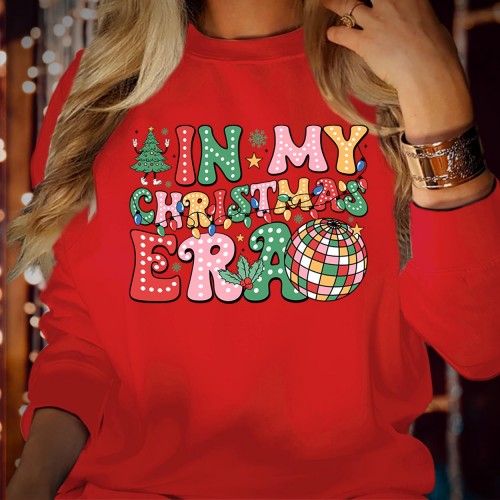 In My Christmas Era Sweatshirt Funny Holiday Disco Ball Top Groovy Xmas Sweater Trendy Holiday Party Outfit Men Women Kids Jumper