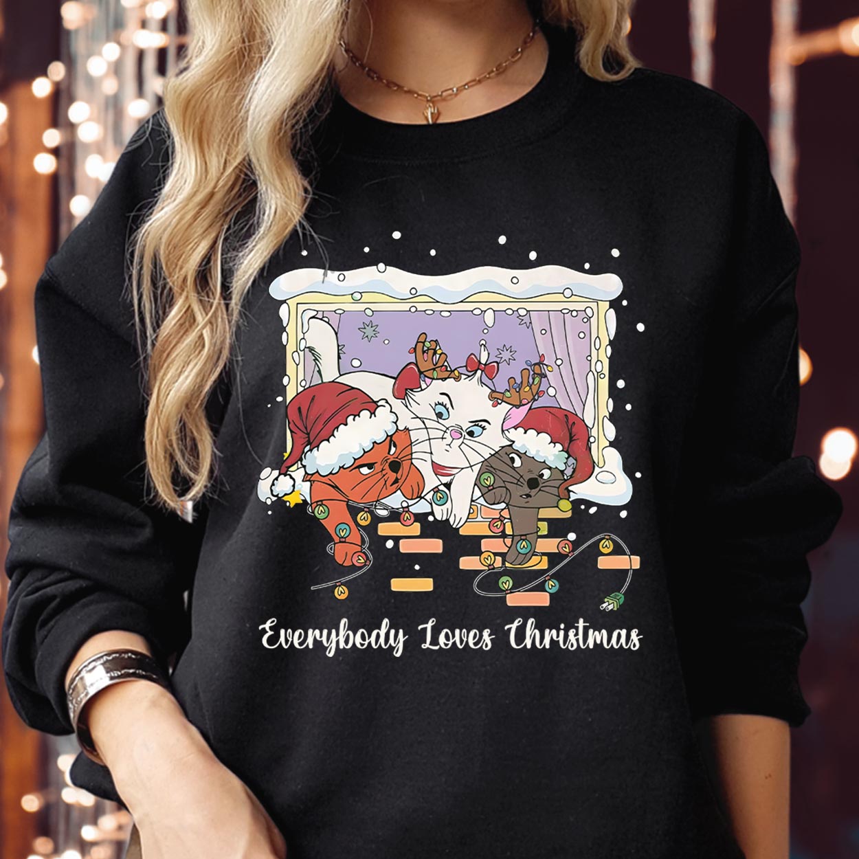 Merry Christmas Cat Xmas Jumper | Disney Double Trouble Family Vacation Gifts | Dale Farm Tree Holiday Sweater