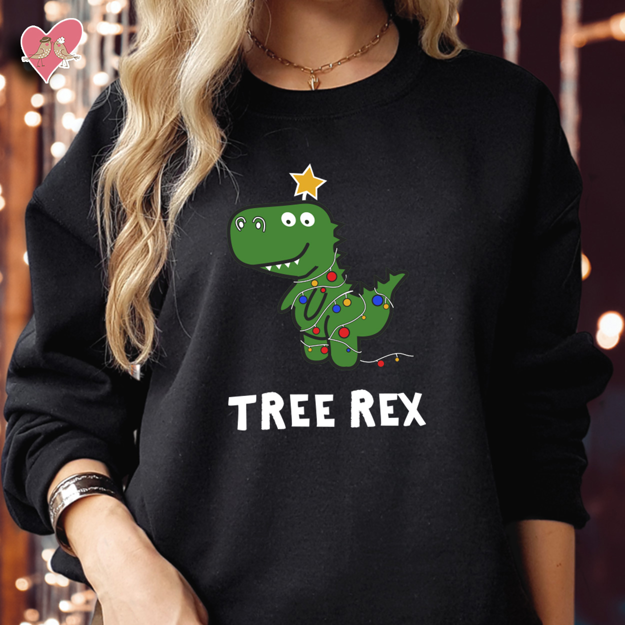 Adorable Cute Dinosaur Christmas Tree-Rex Sweatshirt, Funny Festive Xmas Dino Sweater for Women & Kids, Cosy Dinosaur Christmas Pullover, Funky Kittens UK Christmas Jumper