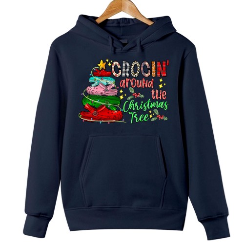 Crocin Around The Christmas Tree Lights Hoodie Festive Season Funny Gift Costume Family Holiday, Merry Xmas Jumper Hoody