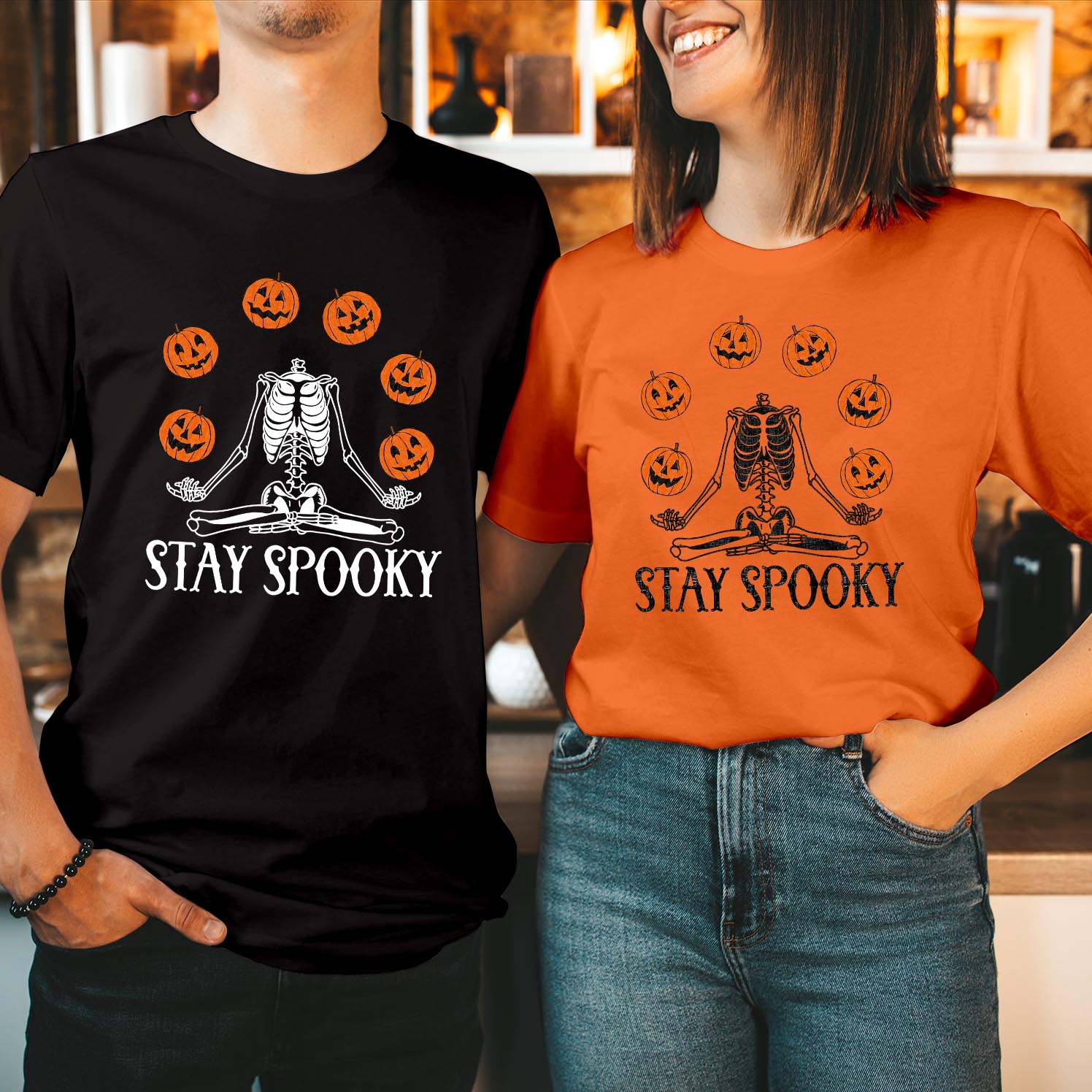 Stay Spooky Skeleton Pumpkin Halloween T-Shirt Fun and Creepy Design for Halloween Enthusiasts, Perfect for October Festivities Funny Men Women Gift T Shirt