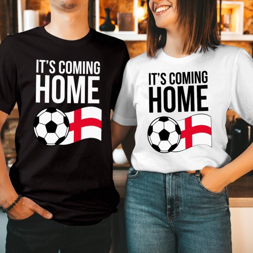 England It's Coming Home T-Shirt, Waving Flag Football Sports Top, Men's Women's Kids Birthday Gift Tee, FIFA World Cup 2026 Supporter Birthday Sport Soccer Shirt