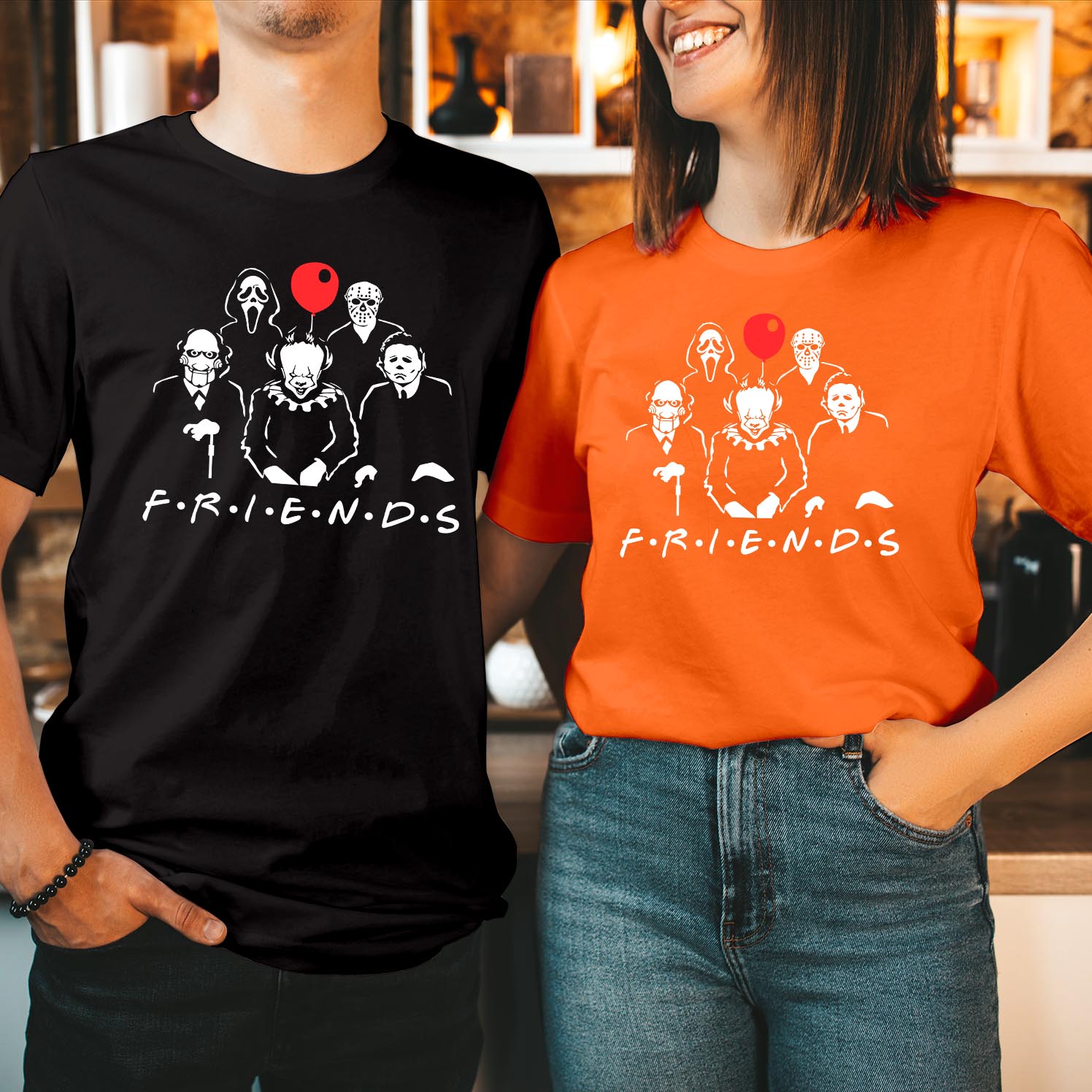 Horror Movie Characters Friends Halloween T-Shirt Spooky Friends Forever Costume Scary Movie Lovers Apparel Men Women Kids Unisex Gift T Shirt