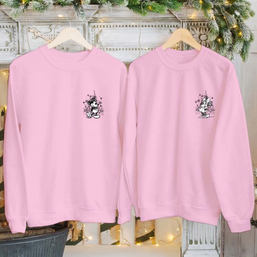 Disney Mickey Minnie Holiday Sweatshirt, Matching Family Trip Xmas Gifts Jumper, Disneyland Summer Vacation Top, Mickey Minnie Castle Family Jumper