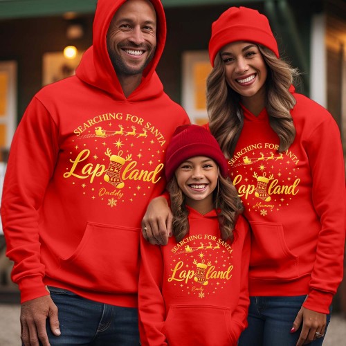Personalised Lapland Adventure 2025 Family Matching Hoodie - Custom Xmas Hooded Jumper for Mum, Dad & Kids UK