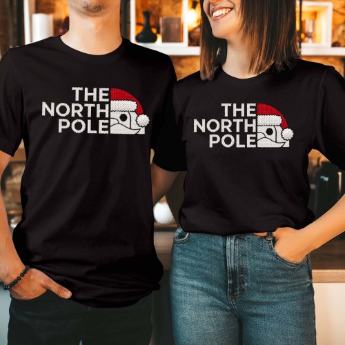 The North Pole Parody Christmas Printed T-Shirt | Santa North Pole Festive Xmas Couple Tee Xmas Gift Tee