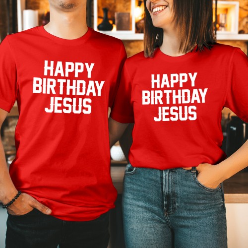 Happy Birthday Jesus Christmas T-Shirt, Christian Holiday Tee, Religious Faith Based Xmas Tops, Christmas Gift Ideas Stocking Stuffer Gift