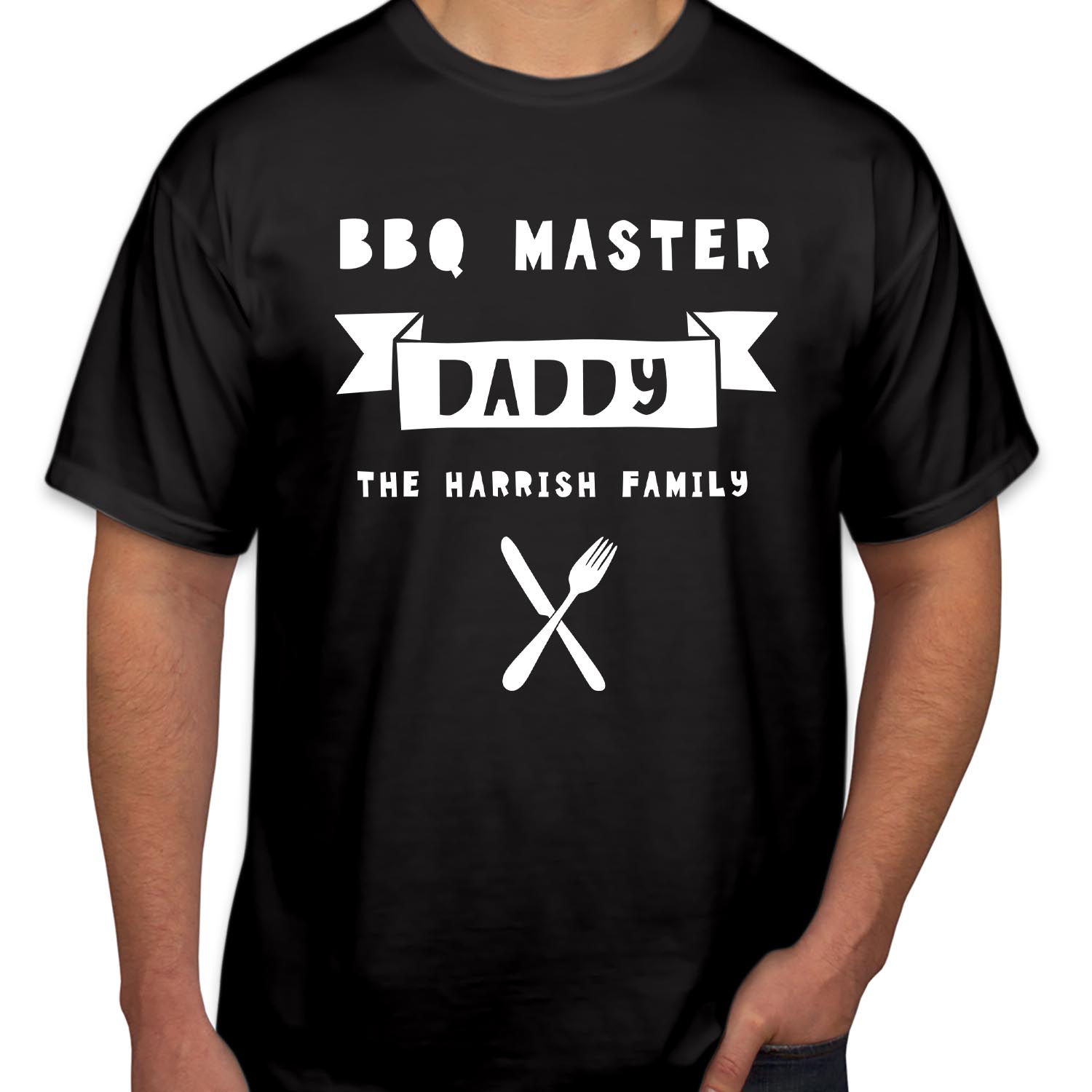 Personalised BBQ Master Custom Text  Father's Day T-Shirt Funny Fathers Day Top Chef Grandpa Dad Birthday Cooking Gift T Shirt