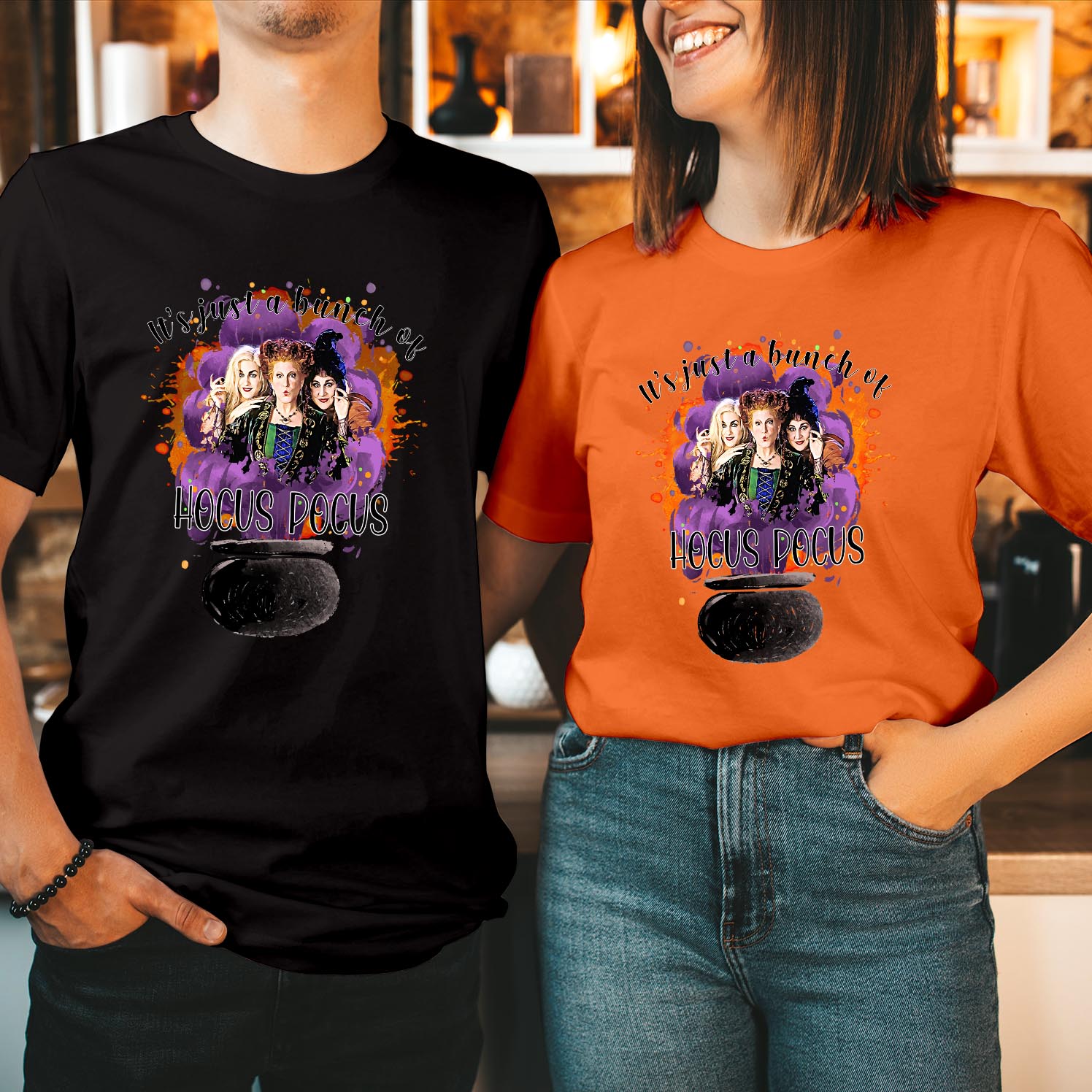 It's Just A Bunch of Hocus Pocus Sanderson Sisters Halloween T-Shirt Spooky Witchy Funny Classic Halloween Movie Men Women Unisex Gift T Shirt