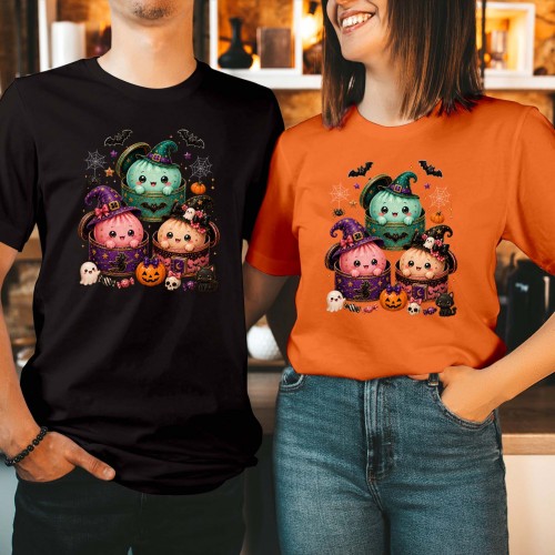 Dim Sum Dumpling Witch Hat T-Shirt, Cute Kawaii Halloween Foodie Shirt, Steamer Basket Pumpkin Ghost Autumn Tee, Spooky Asian Cuisine Food Top