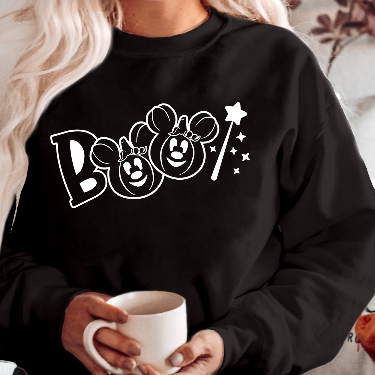 SWEATSHIRT (1922) Boo Halloween Pumpkin Magic wand