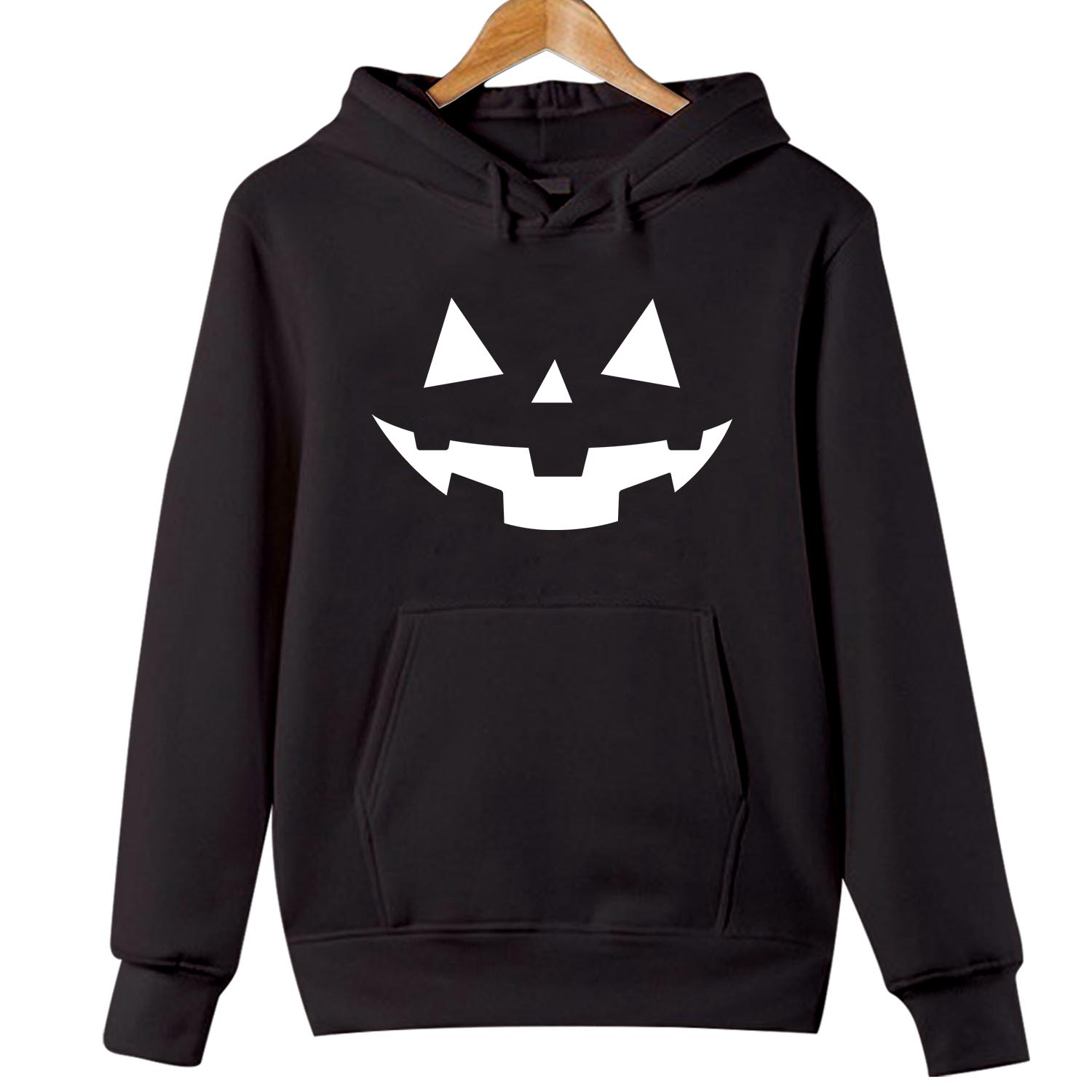 HOODIES (1730) Scary Pumpkin Face Jack O Lantern