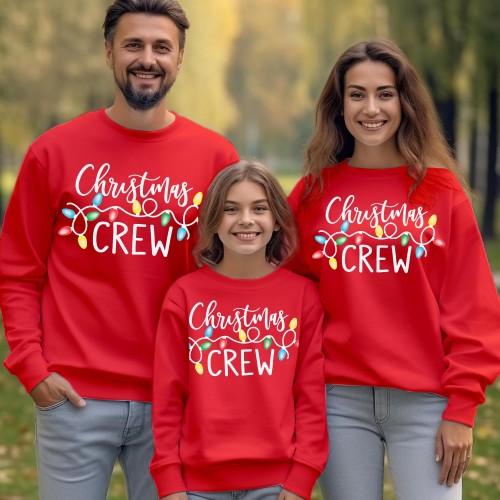 Merry Christmas Matching Family Jumpers - Festive Xmas Light Sweater with Reindeer & Santa Design, Holiday Gift for Christmas Squad or Crew