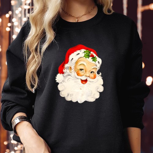 Santa Christmas Sweatshirts – Cute Elf Costume Xmas Sweater for Family Holiday Gifts – Santa Claus Face Jumpers – Merry Xmas Sweaters