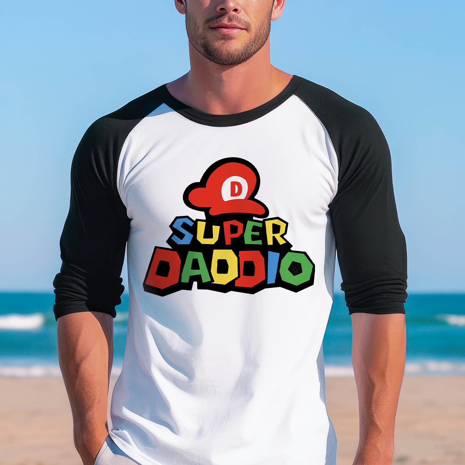 Super Daddio Daddy Baseball Long Sleeve Shirt - Father and Son Best Dad Father's Day Funny Dad Birthday Gift TShirt