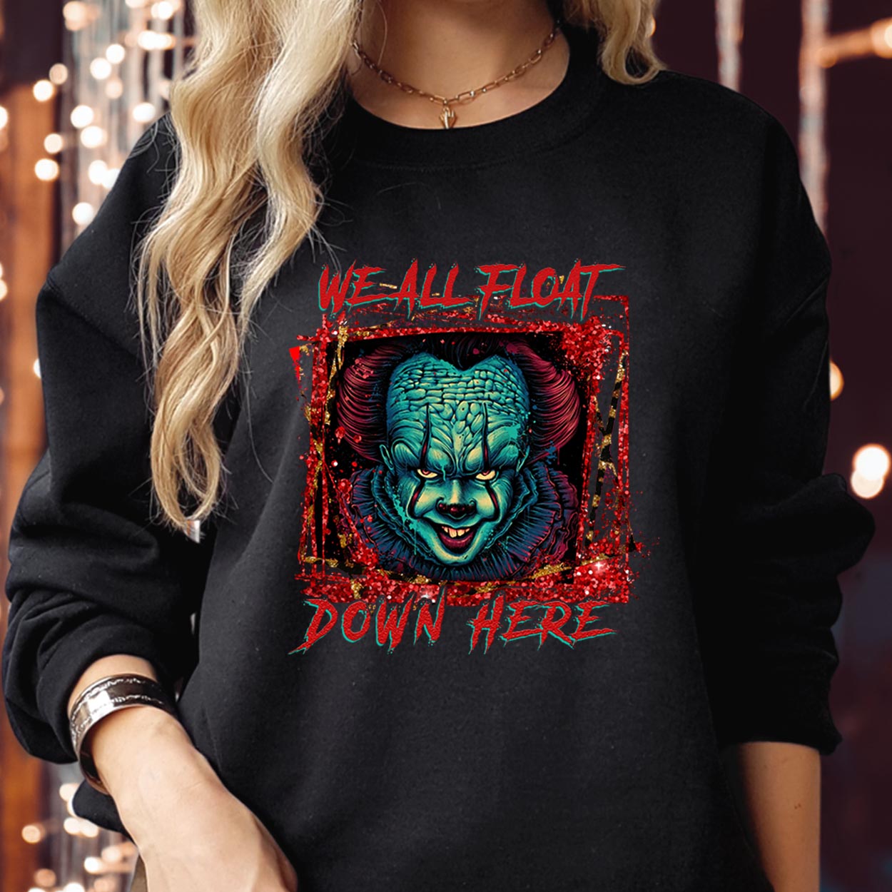 SWEATSHIRT (1910) We All Float Here Clown Pennywise Joker