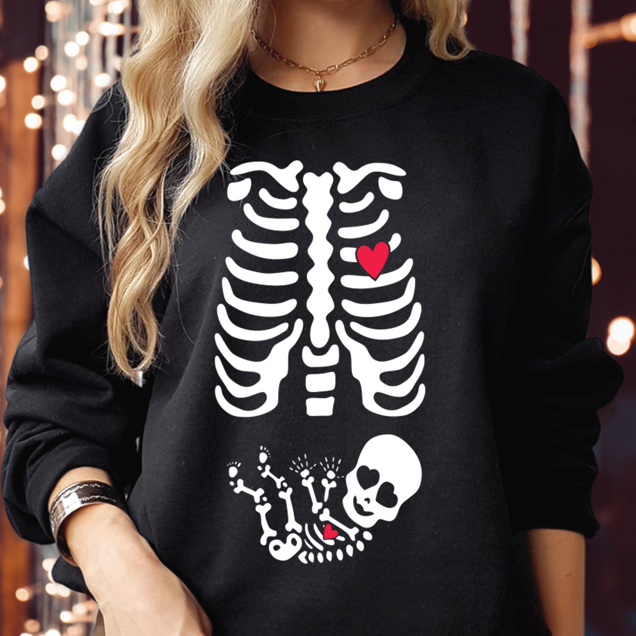 SWEATSHIRT (1706) Skeleton Baby X-Ray Rib Cage  Halloween Maternity