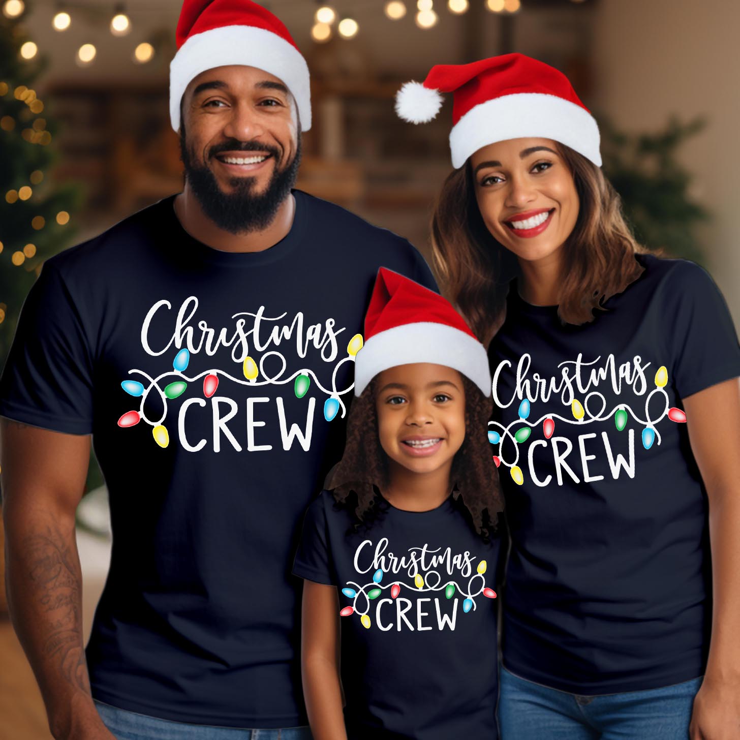 Christmas Crew T-Shirt | Matching Family Xmas Tee | Holiday Lights Top | Festive Outfit for Friends, Couples & Group