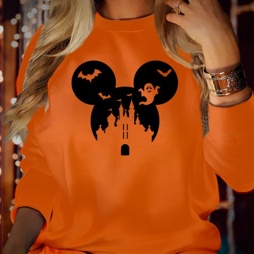 Disney Halloween Sweatshirt, Mickey Mouse Head Castle Jumper, Spooky Magic Kingdom Theme Park Pullover, Retro Not So Scary Costume Crewneck