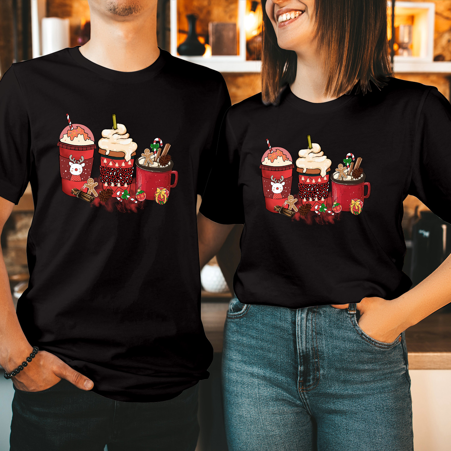 Reindeer Christmas latte Coffee T-Shirt