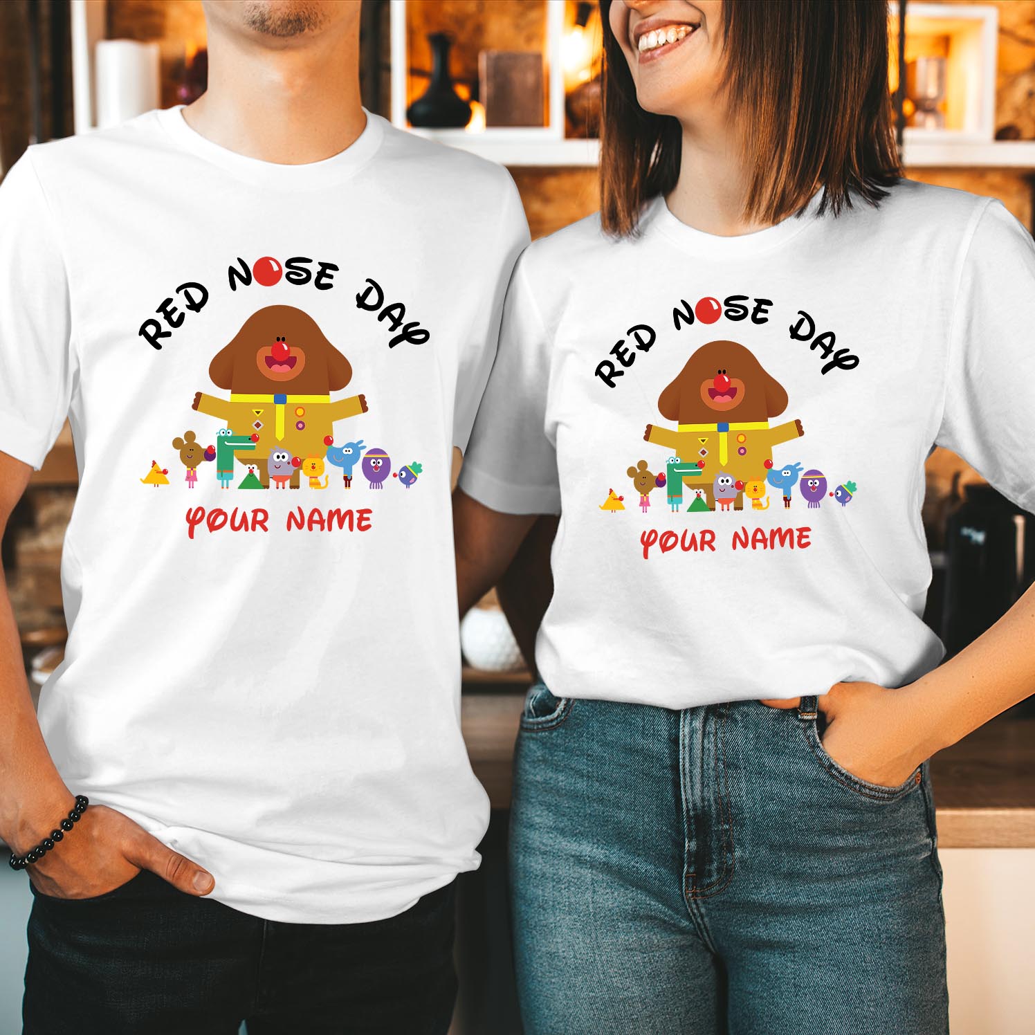 Personalised Hey Duggee Red Nose Day Comic Relief T-Shirt