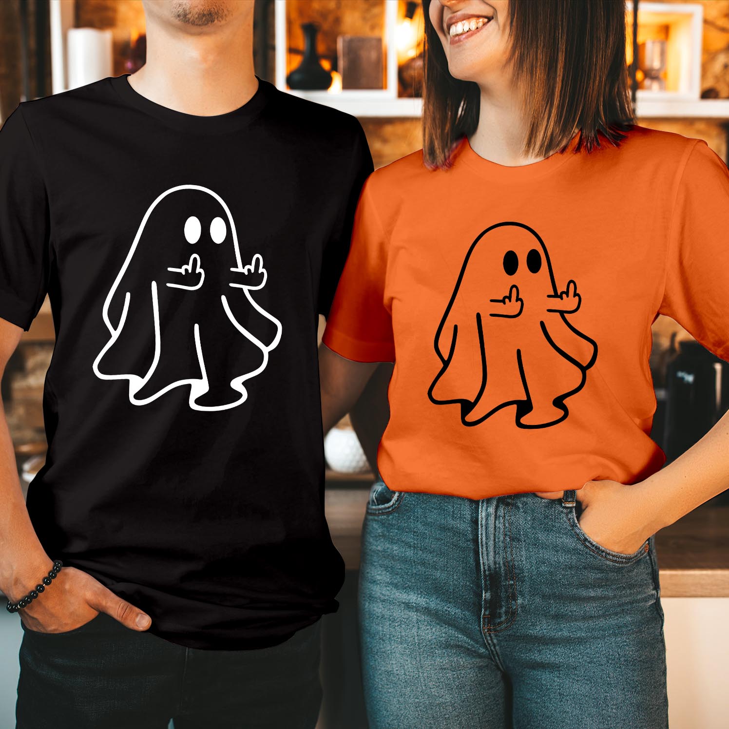 Boo Ghost Giving the Middle Finger Hilarious Halloween Costume T-Shirt for Adults Perfect for a Funny and Spooky Statement Funny Men Women Kids Gift T Shirt