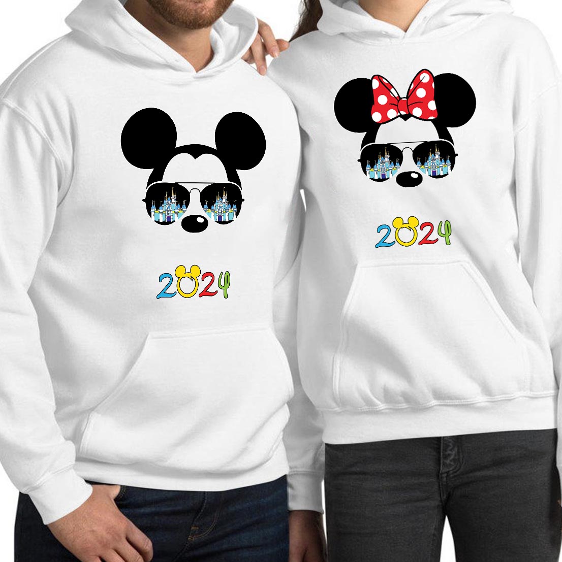 Disney Mickey Minnie Mouse Trip 2024 Family Holiday Hoodie, Summer Vacation Top Minnie Mickey Friends Disneyland Tour Mom Dad Kids Matching Hooded Jacket