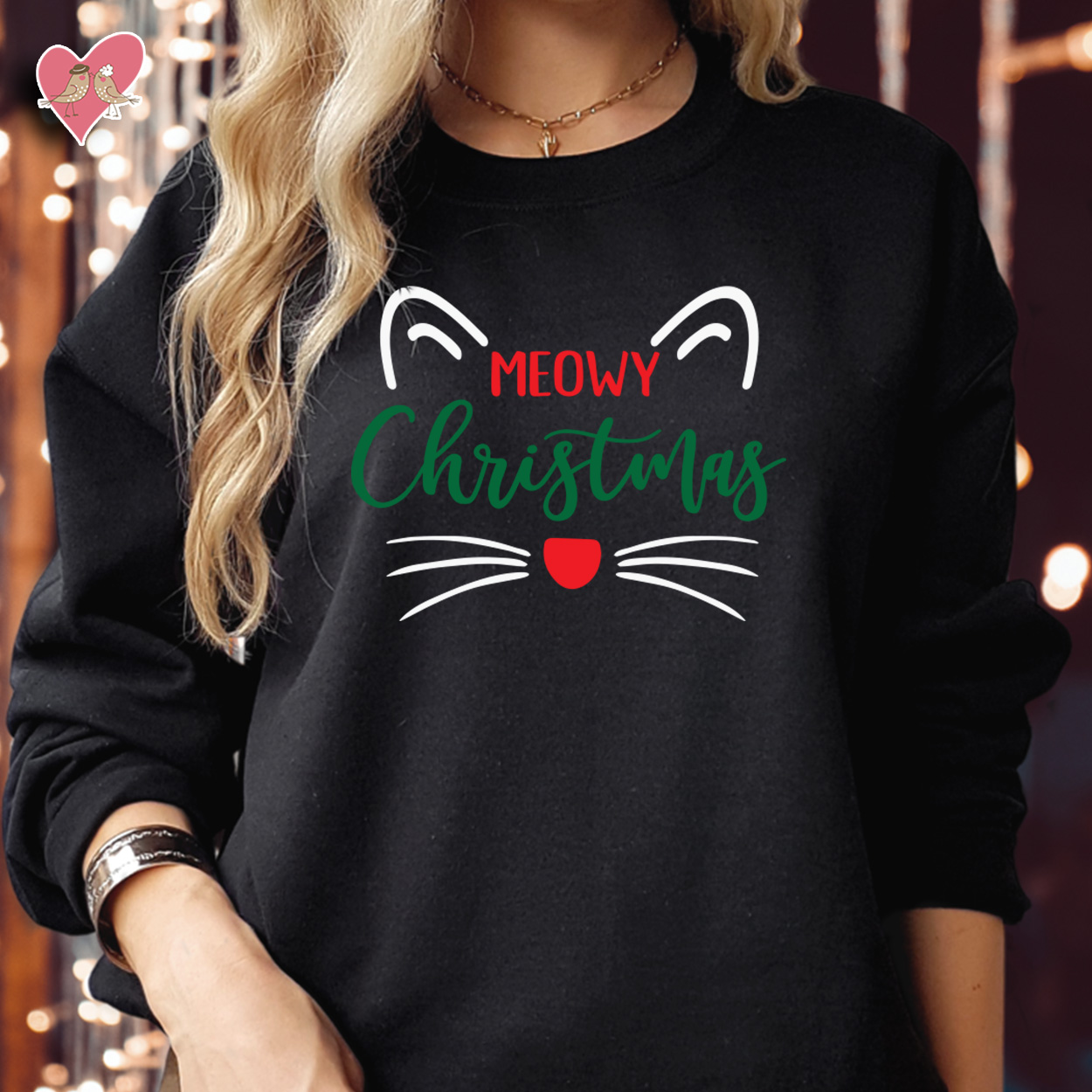 Meowy Christmas Cute Cat Face Sweatshirt