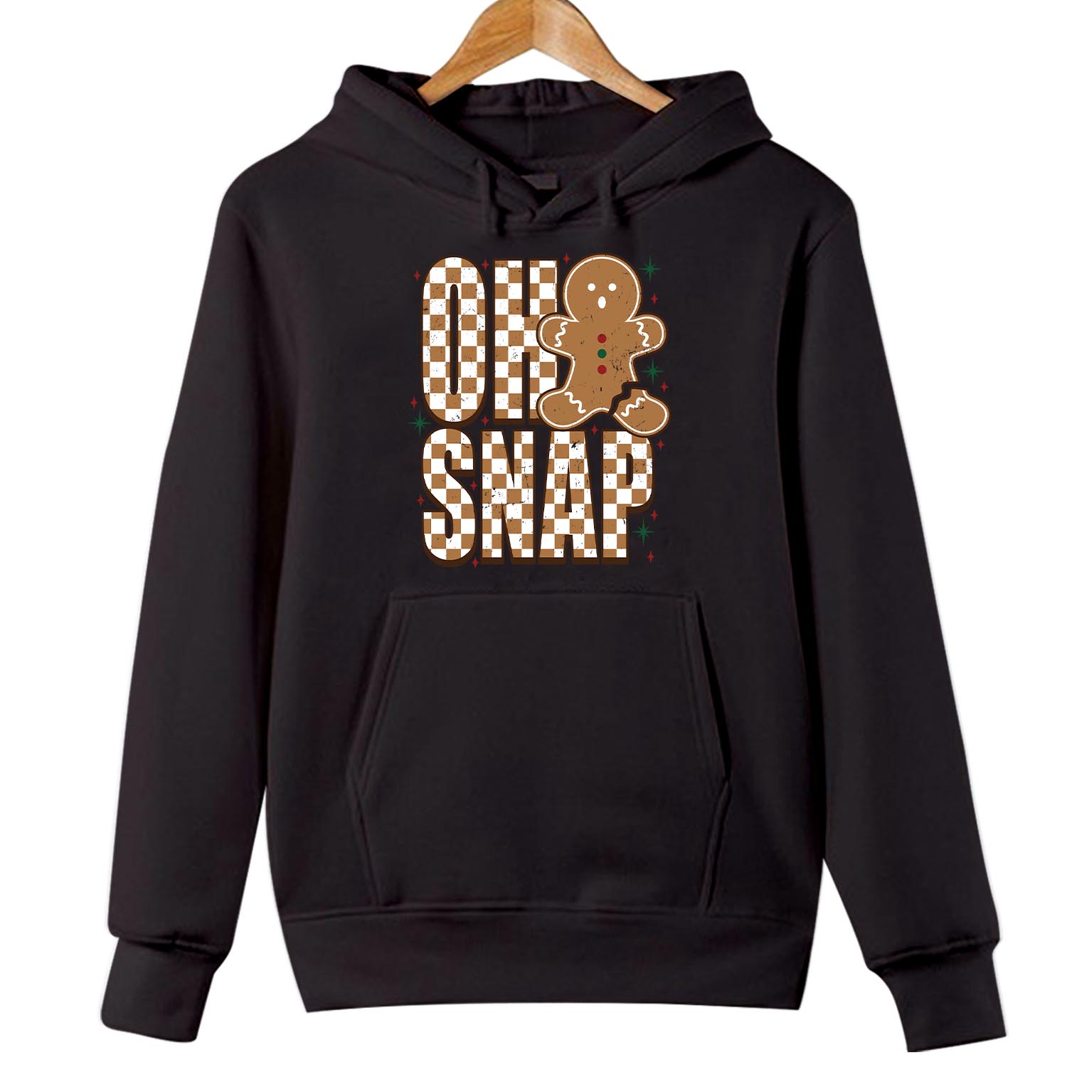 Oh Snap Gingerbread Christmas Hoodie Funny Xmas Pun Jumper Checkerboard Holiday Pullover Cookie Lover Gift Jumper